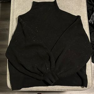 Mock neck, balloon sleeve sweater